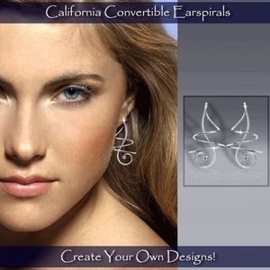 Harry Mason Silver Ear Spirals w/ Dangle Beads